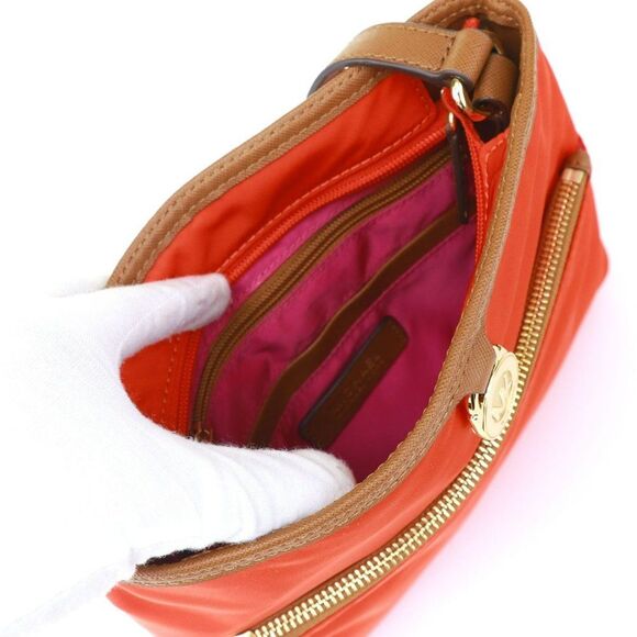 NWT Michael Kors Nylon Large Pocket Crossbody Bag Mandarin Orange - Picture 9 of 11